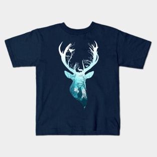 Deer Blue Winter Kids T-Shirt
